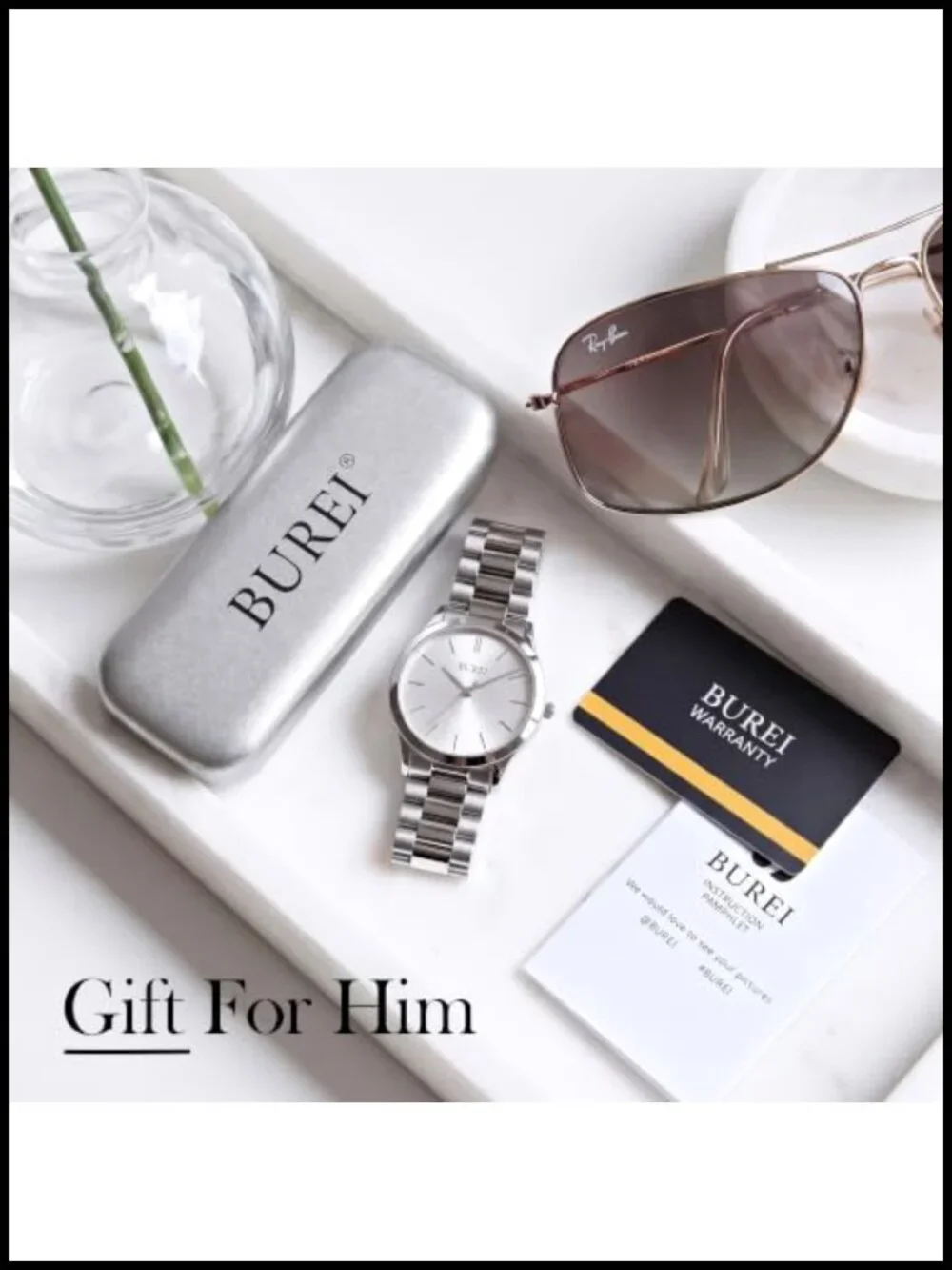 Men's Analog Stainless Steel Dress Watch Waterproof Quartz Japanese Movement